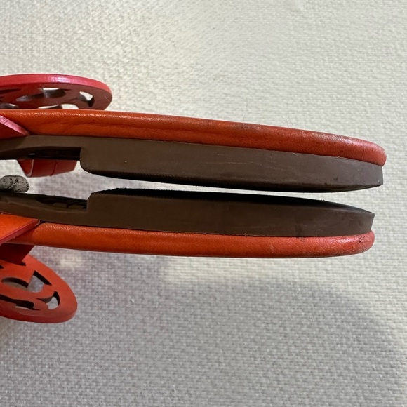 Tory Burch Miller Sandals in Orange Leather Size 9 USED - Picture 11 of 16